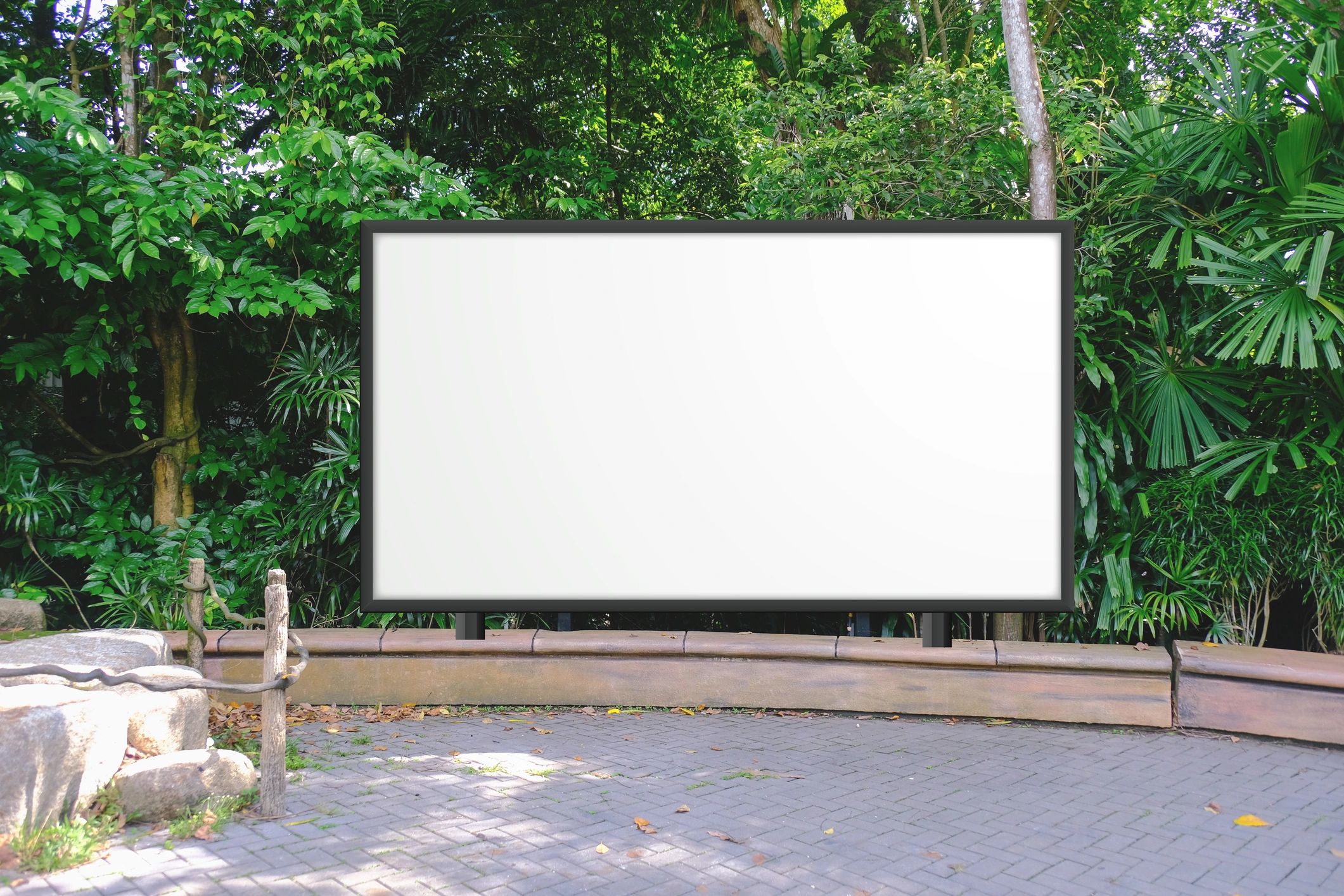 Blank outdoor banner display representing customizable vinyl banner printing